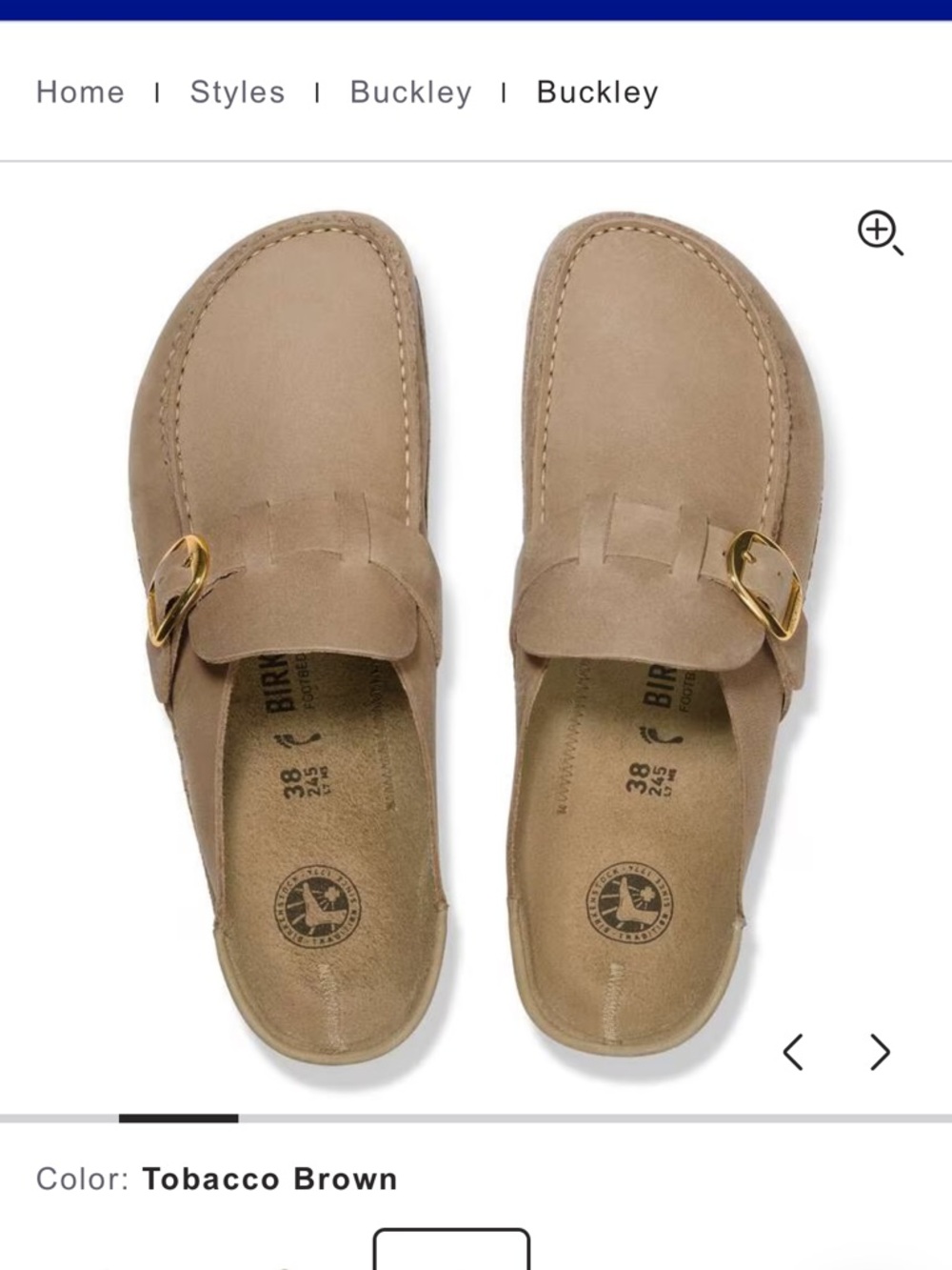 Birkenstock Buckley Tobacco Brown Suede Mule with Gold Buckle - Picture 2 of 10